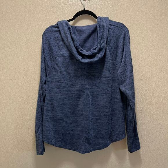 Athleta Techie Anorak Zip Front Heathered Blue Hooded Full Zip Sweatshirt Size L - Picture 8 of 8